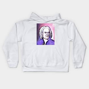 Johann Sebastian Bach Pink Portrait | Johann Sebastian Bach Artwork 7 Kids Hoodie